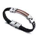 Pulseira Masculina Couro e Aço